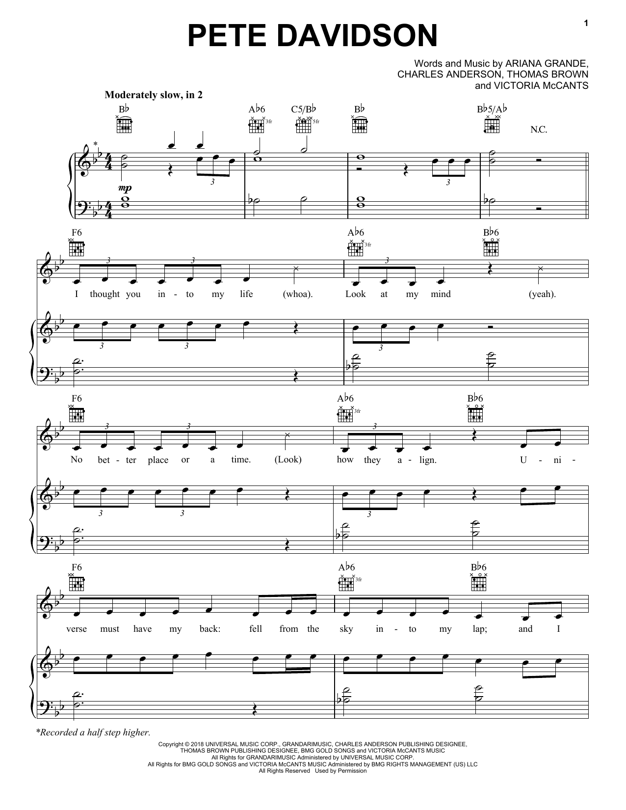 Download Ariana Grande Pete Davidson Sheet Music and learn how to play Piano, Vocal & Guitar Chords (Right-Hand Melody) PDF digital score in minutes