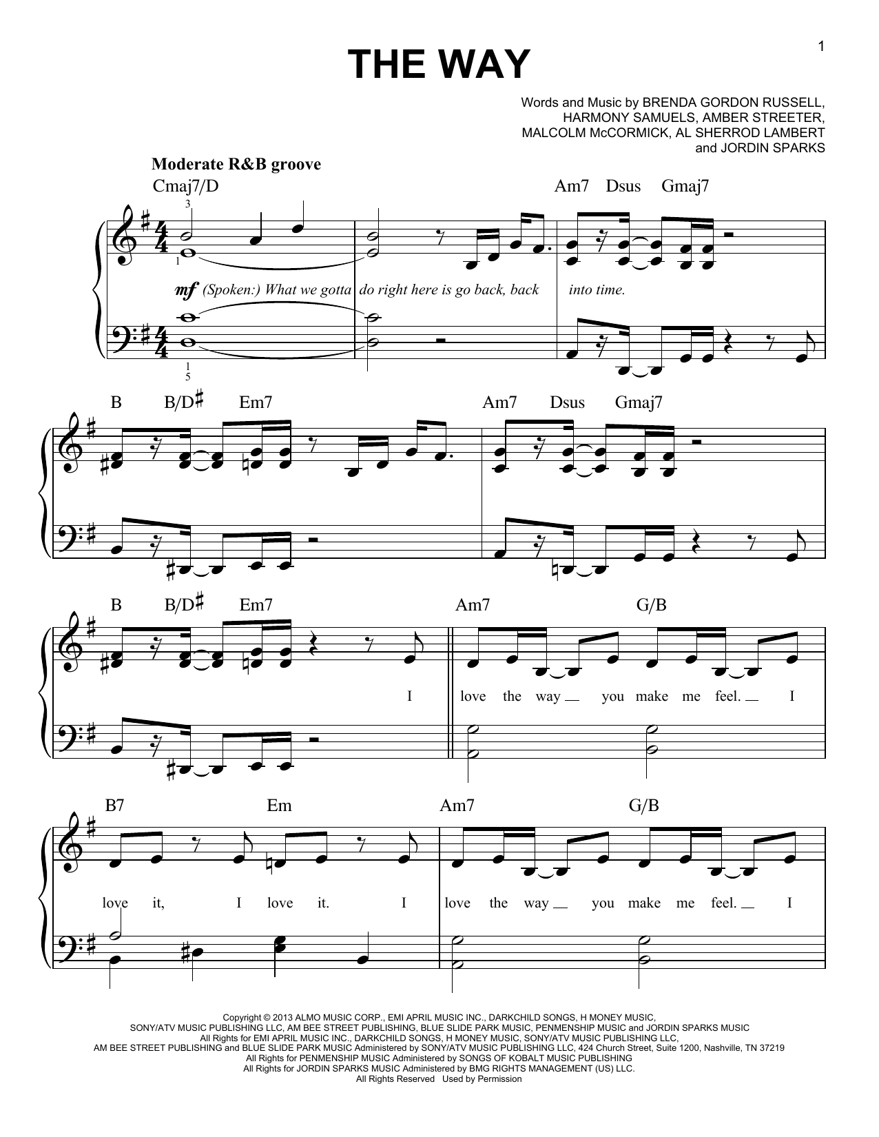 Download Ariana Grande The Way (feat. Mac Miller) Sheet Music and learn how to play Easy Piano PDF digital score in minutes
