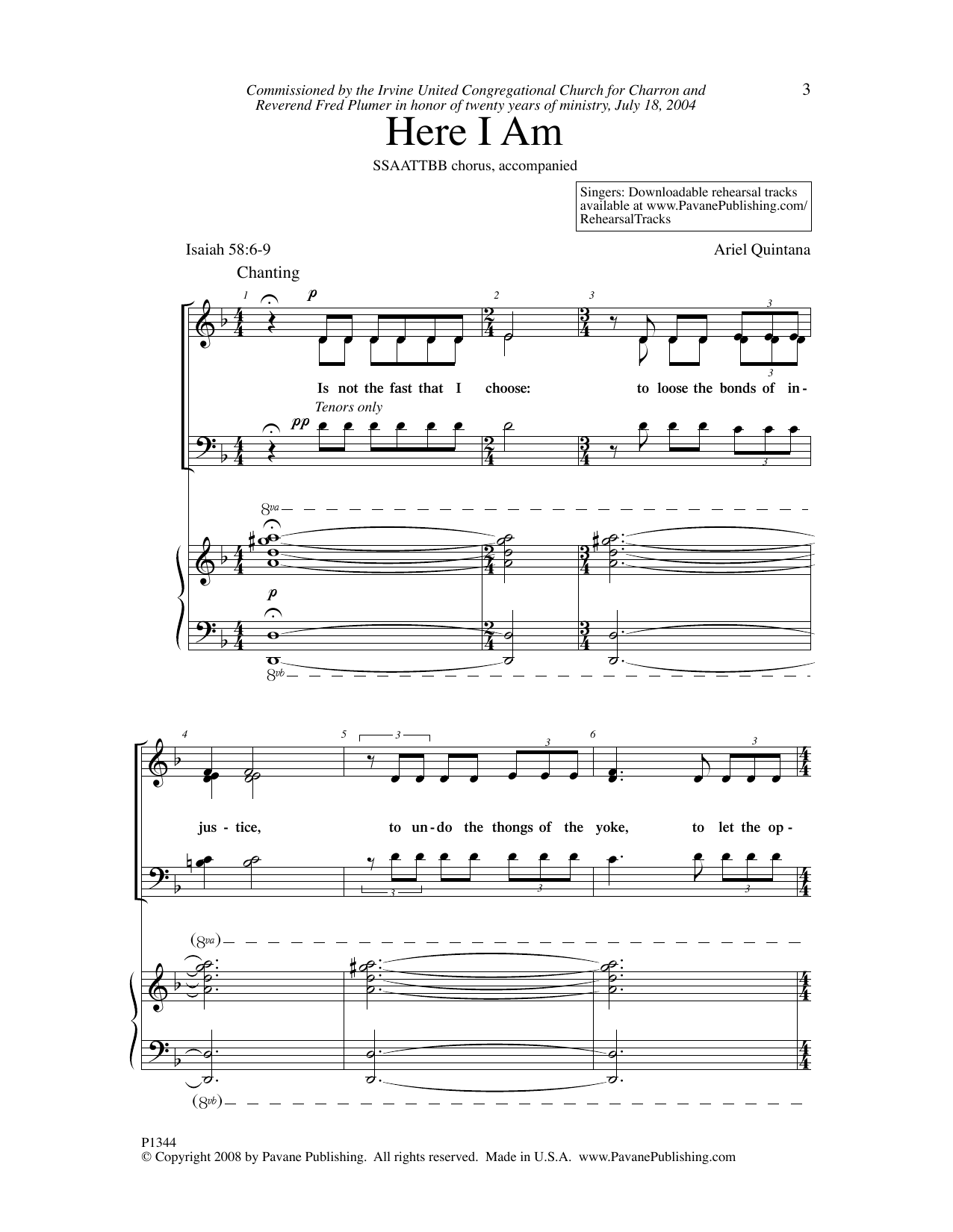 Download Ariel Quintana Here I Am Sheet Music and learn how to play SATB Choir PDF digital score in minutes
