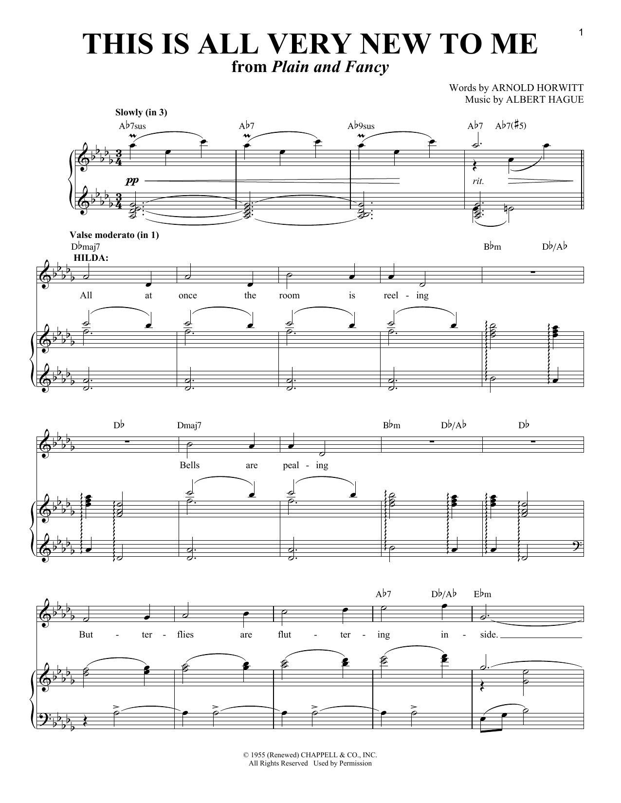 Download Arnold Horwitt and Albert Hague This Is All Very New To Me (from Plain and Fancy) Sheet Music and learn how to play Piano & Vocal PDF digital score in minutes