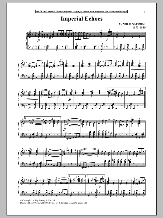 Download Arnold Safroni Imperial Echoes Sheet Music and learn how to play Piano PDF digital score in minutes