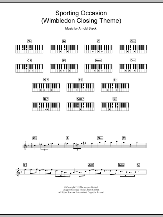Download Arnold Steck Sporting Occasion (Wimbledon Closing Theme) Sheet Music and learn how to play Piano Chords/Lyrics PDF digital score in minutes