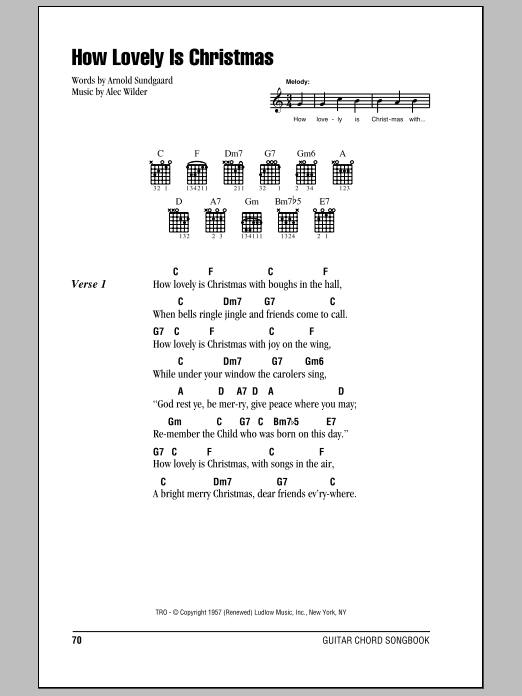Download Alec Wilder How Lovely Is Christmas Sheet Music and learn how to play Lyrics & Chords PDF digital score in minutes