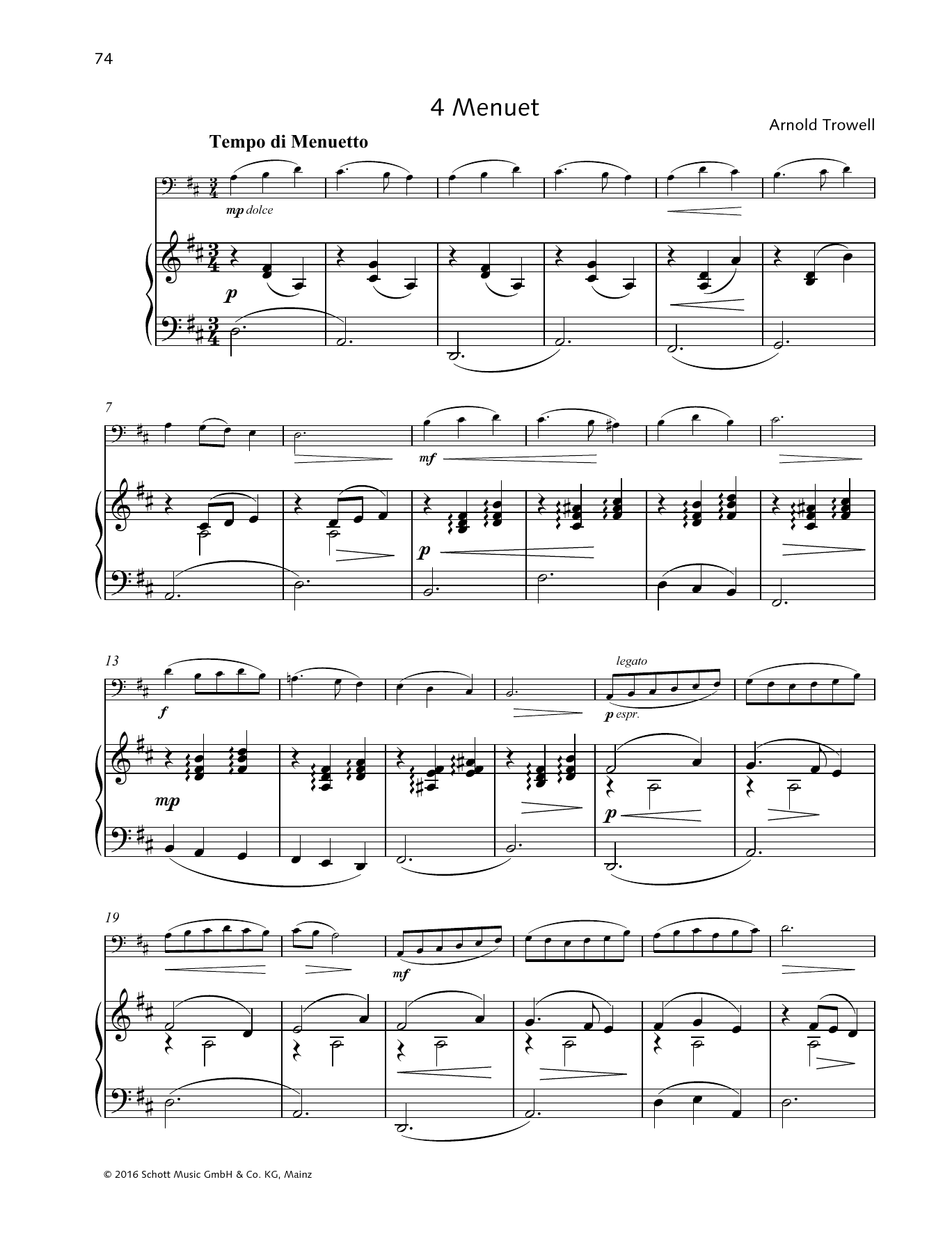 Download Arnold Trowell Menuet Sheet Music and learn how to play String Solo PDF digital score in minutes