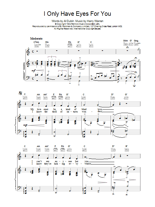 Download Art Garfunkel I Only Have Eyes For You Sheet Music and learn how to play Piano, Vocal & Guitar (Right-Hand Melody) PDF digital score in minutes