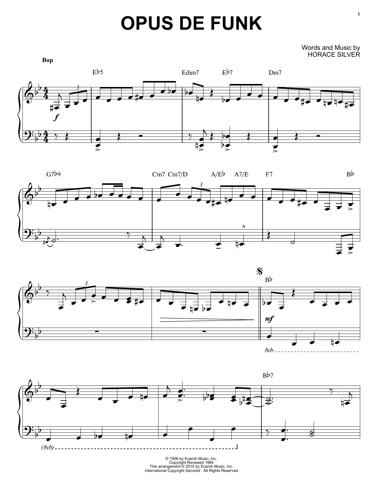 Download Art Pepper Opus De Funk (arr. Brent Edstrom) Sheet Music and learn how to play Piano Solo PDF digital score in minutes