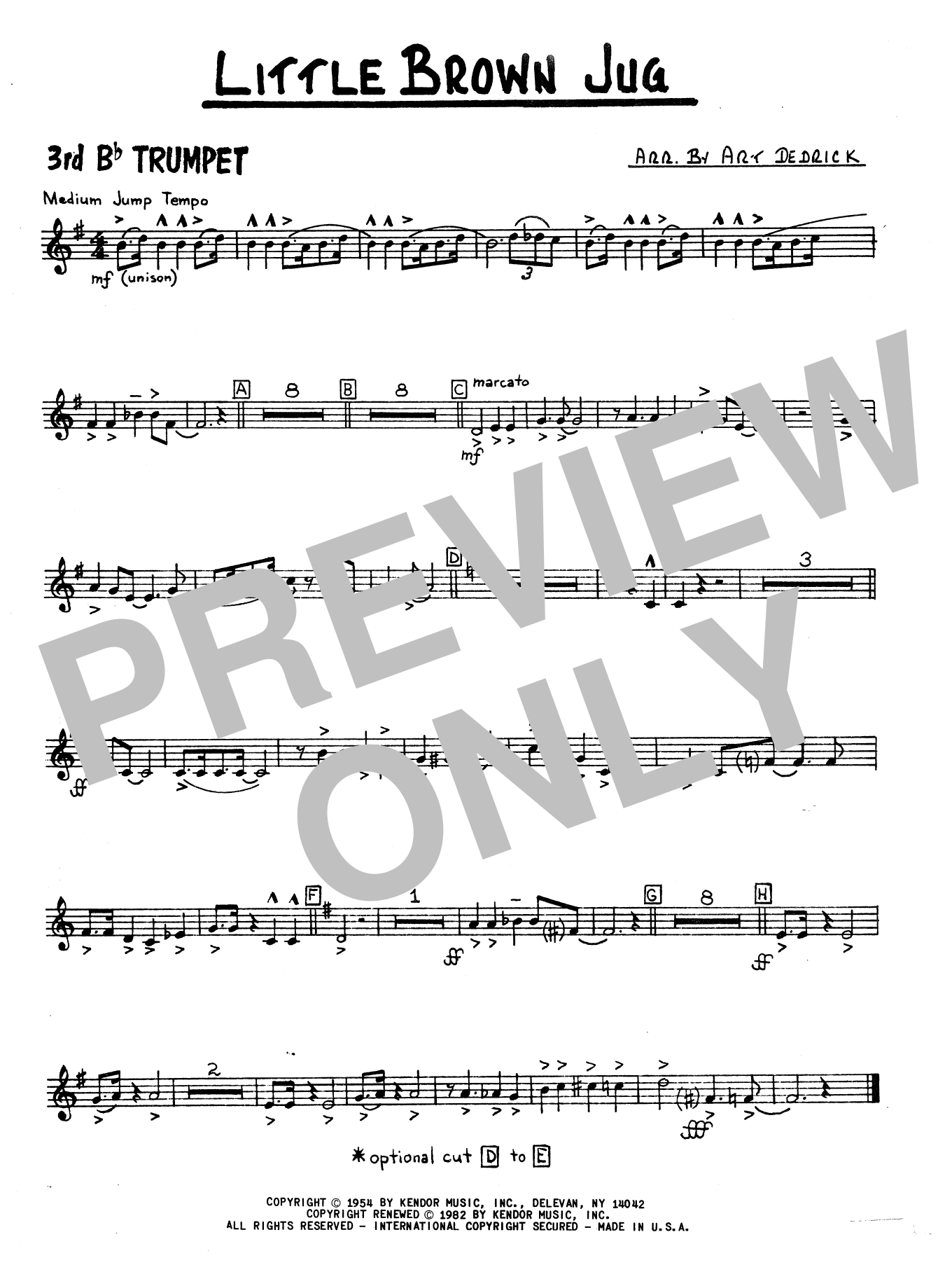 art-dedrick-little-brown-jug-3rd-bb-trumpet-sheet-music-notes