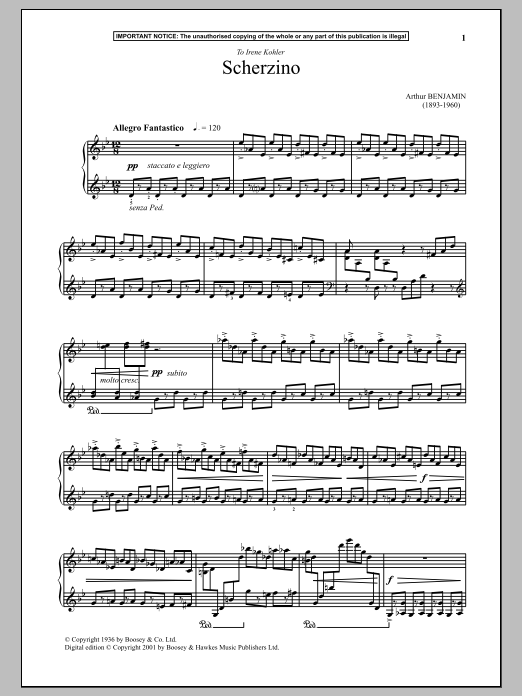 Download Arthur Benjamin Scherzino Sheet Music and learn how to play Piano PDF digital score in minutes
