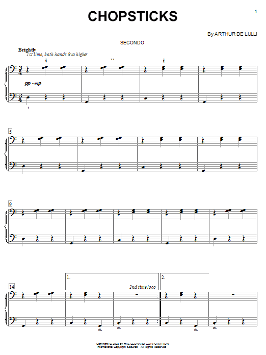 Download Arthur de Lulli Chopsticks Sheet Music and learn how to play Easy Guitar Tab PDF digital score in minutes