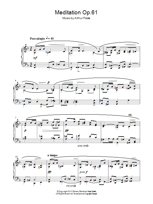 Download Arthur Foote Meditation Op.61 Sheet Music and learn how to play Piano PDF digital score in minutes