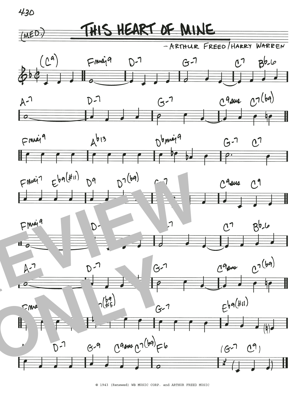 Download Arthur Freed & Henry Warren This Heart Of Mine Sheet Music and learn how to play Real Book – Melody & Chords PDF digital score in minutes
