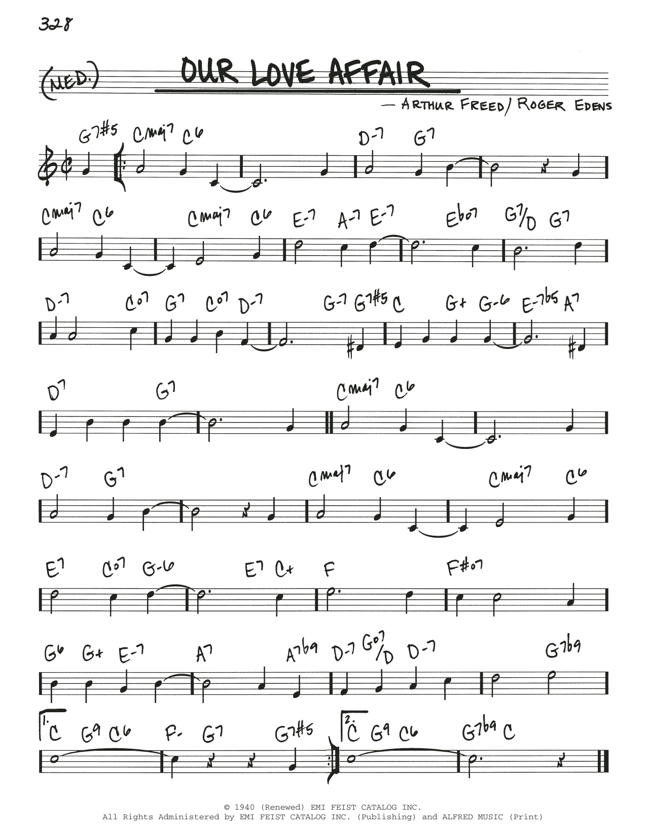 Download Arthur Freed Our Love Affair Sheet Music and learn how to play Real Book – Melody & Chords PDF digital score in minutes