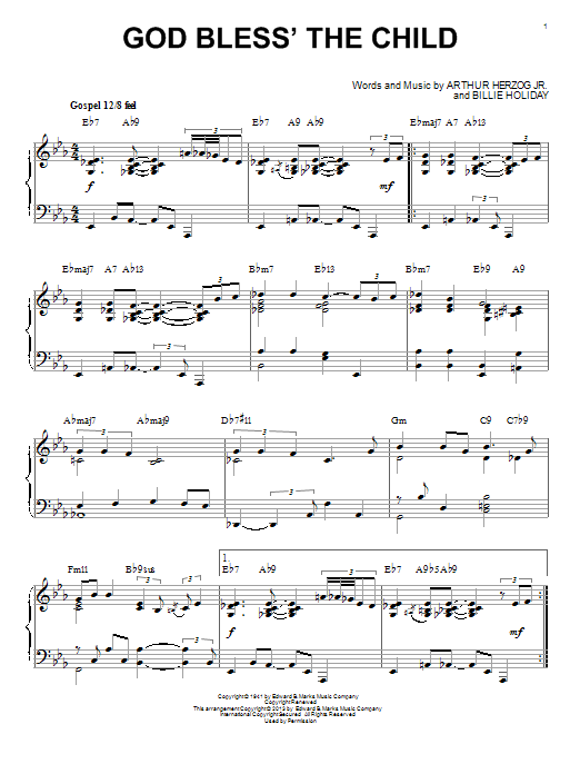 Download Arthur Herzog Jr. God Bless' The Child Sheet Music and learn how to play Piano PDF digital score in minutes
