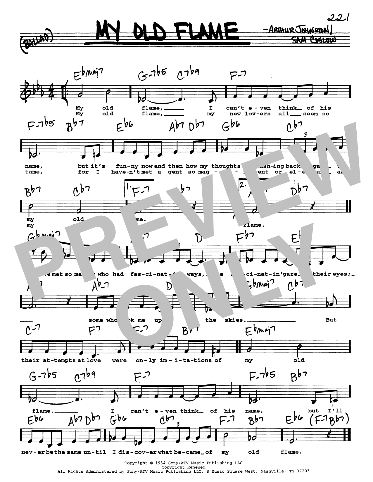 Download Arthur Johnston My Old Flame (Low Voice) Sheet Music and learn how to play Real Book – Melody, Lyrics & Chords PDF digital score in minutes