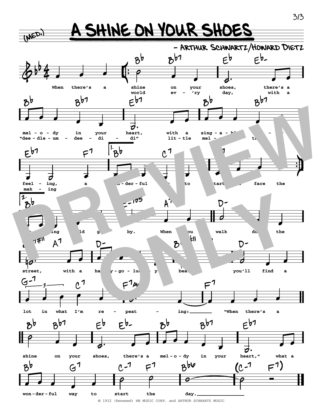 Download Arthur Schwartz A Shine On Your Shoes (Low Voice) Sheet Music and learn how to play Real Book – Melody, Lyrics & Chords PDF digital score in minutes