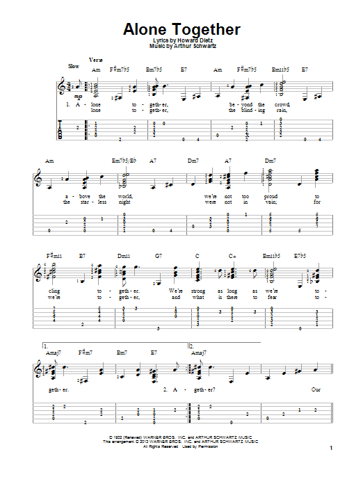 Download Arthur Schwartz Alone Together Sheet Music and learn how to play Easy Piano PDF digital score in minutes