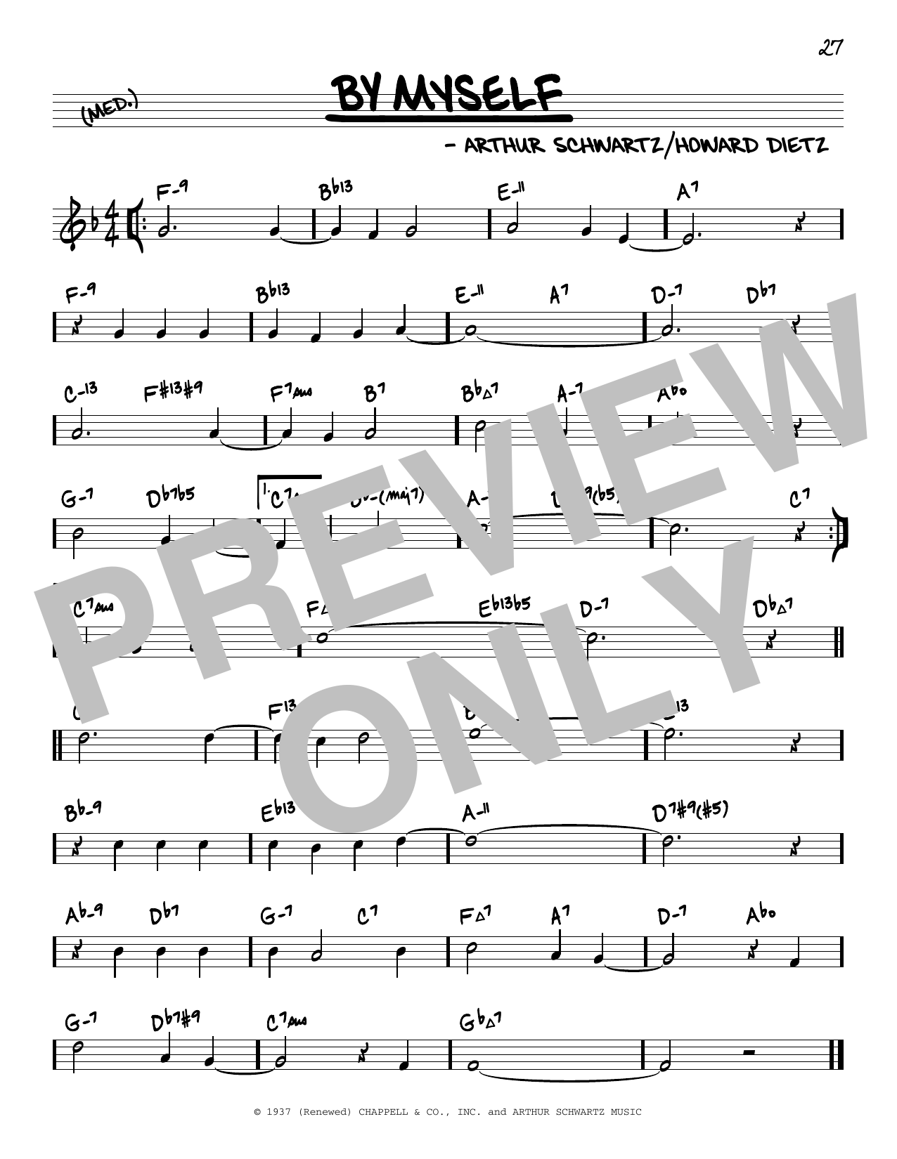 Download Arthur Schwartz By Myself (arr. David Hazeltine) Sheet Music and learn how to play Real Book – Enhanced Chords PDF digital score in minutes