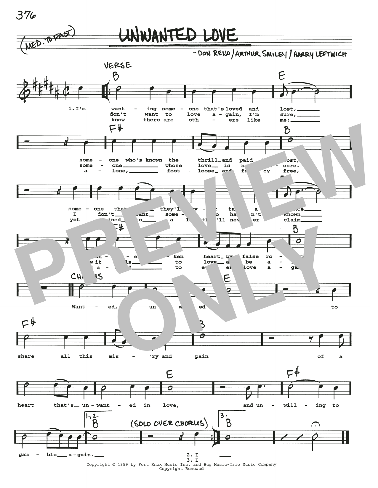Download Arthur Smiley Unwanted Love Sheet Music and learn how to play Real Book – Melody, Lyrics & Chords PDF digital score in minutes