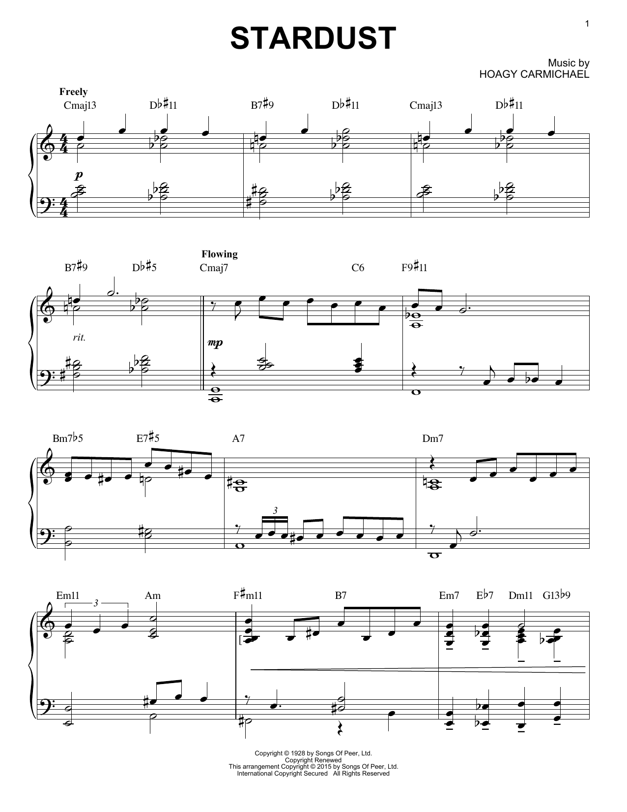 Download Artie Shaw Stardust Sheet Music and learn how to play Piano PDF digital score in minutes