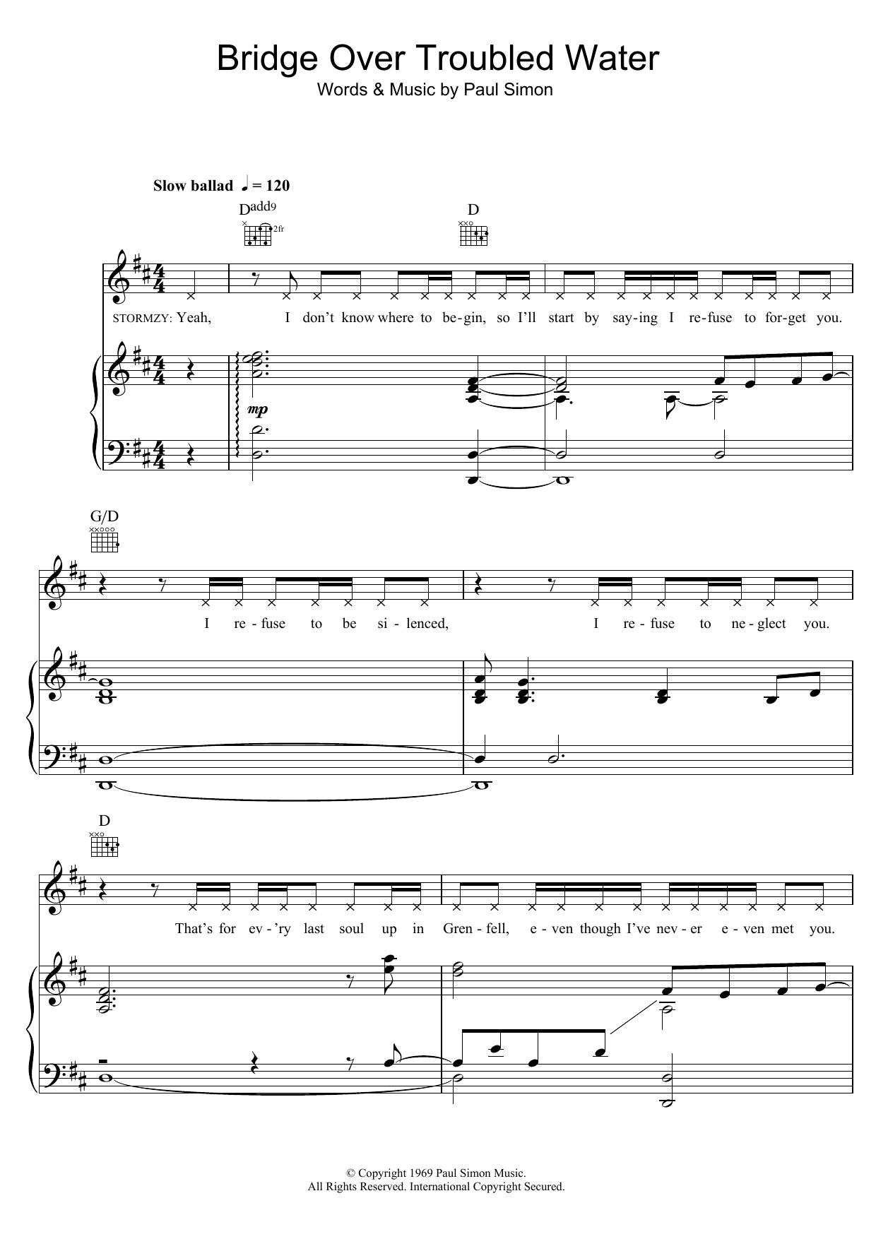 Download Artists For Grenfell Bridge Over Troubled Water Sheet Music and learn how to play Piano, Vocal & Guitar PDF digital score in minutes
