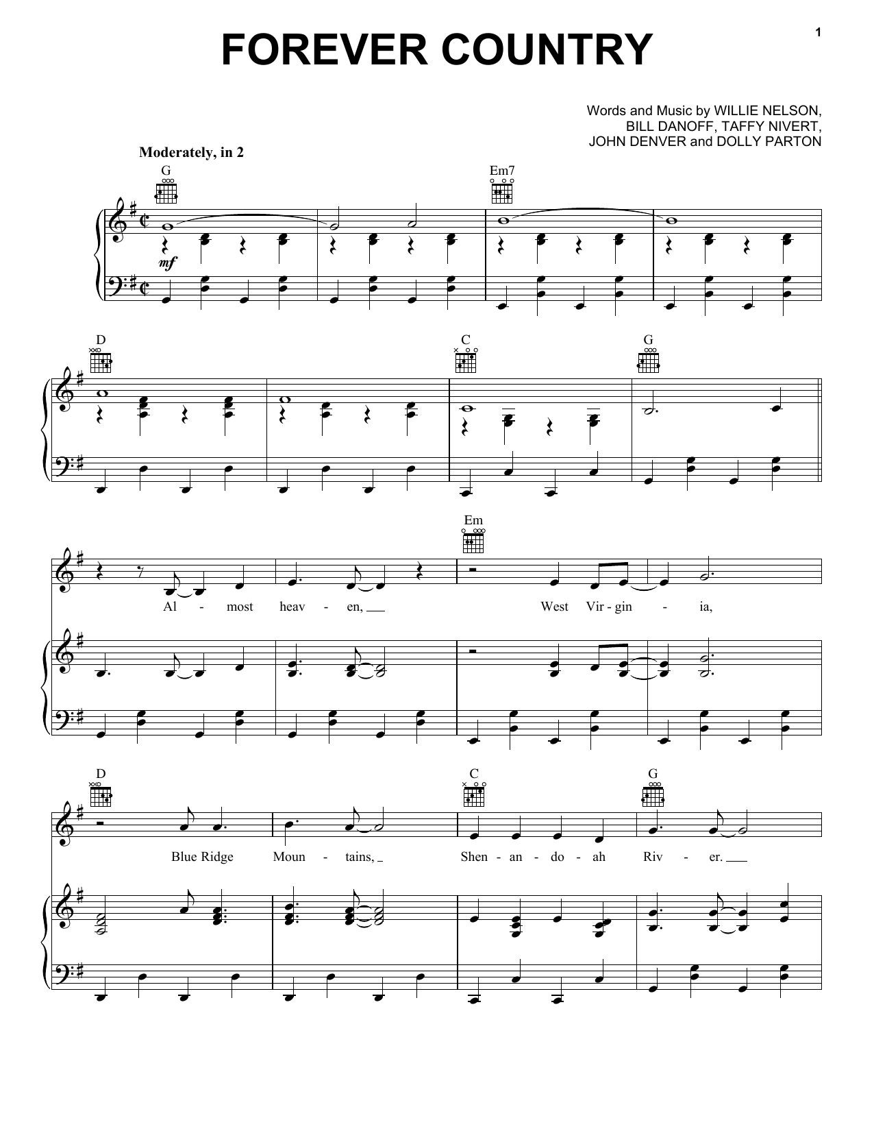 Download Artists of Then, Now & Forever Forever Country Sheet Music and learn how to play Piano, Vocal & Guitar (Right-Hand Melody) PDF digital score in minutes