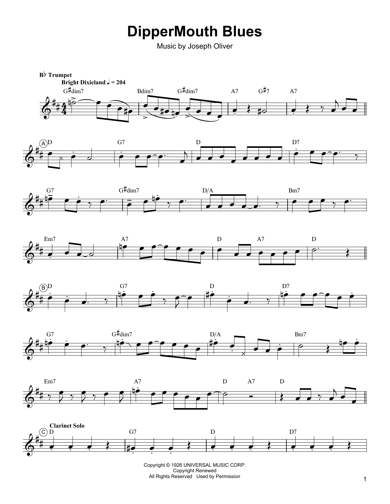 Download Arturo Sandoval Dippermouth Blues Sheet Music and learn how to play Trumpet Transcription PDF digital score in minutes