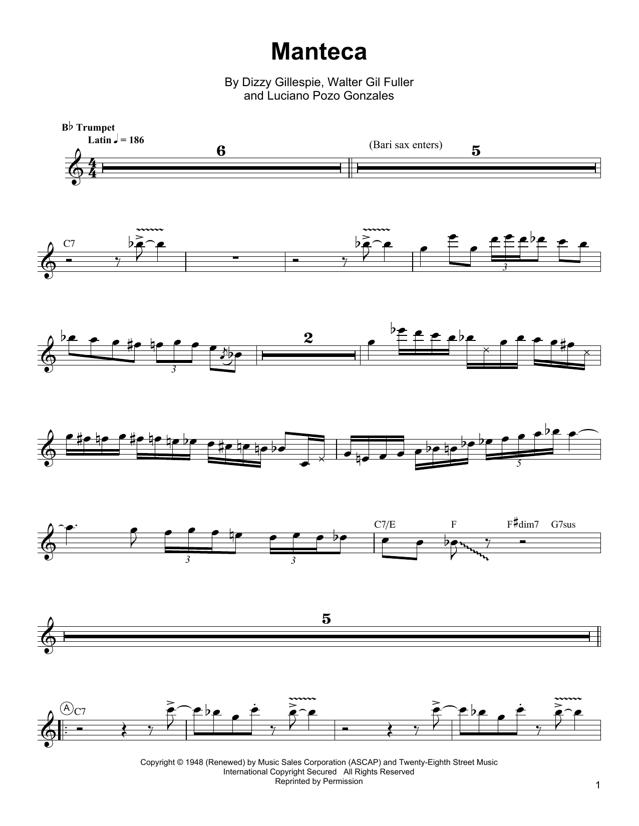 Download Arturo Sandoval Manteca Sheet Music and learn how to play Trumpet Transcription PDF digital score in minutes
