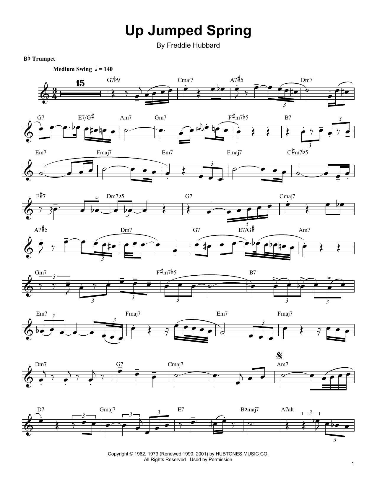 Download Arturo Sandoval Up Jumped Spring Sheet Music and learn how to play Trumpet Transcription PDF digital score in minutes