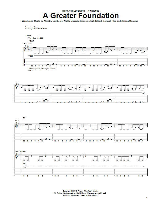 Download As I Lay Dying A Greater Foundation Sheet Music and learn how to play Guitar Tab PDF digital score in minutes