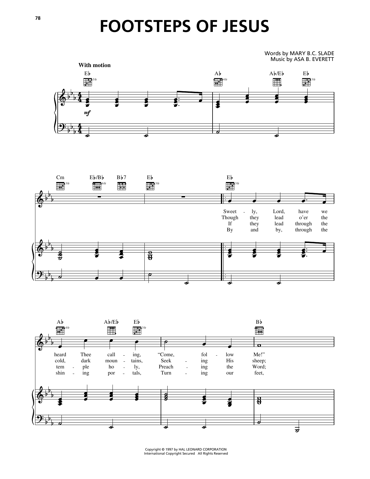 Download Asa B. Everett Footsteps Of Jesus Sheet Music and learn how to play Piano, Vocal & Guitar Chords (Right-Hand Melody) PDF digital score in minutes