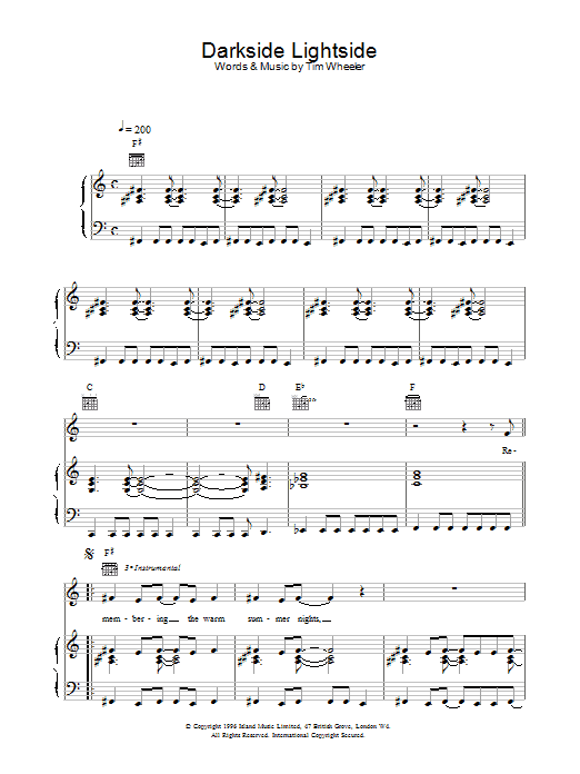 Download Ash Darkside Lightside Sheet Music and learn how to play Piano, Vocal & Guitar (Right-Hand Melody) PDF digital score in minutes