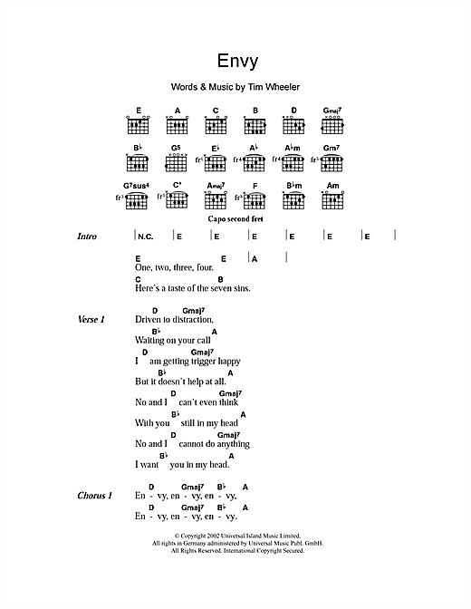 Download Ash Envy Sheet Music and learn how to play Lyrics & Chords PDF digital score in minutes