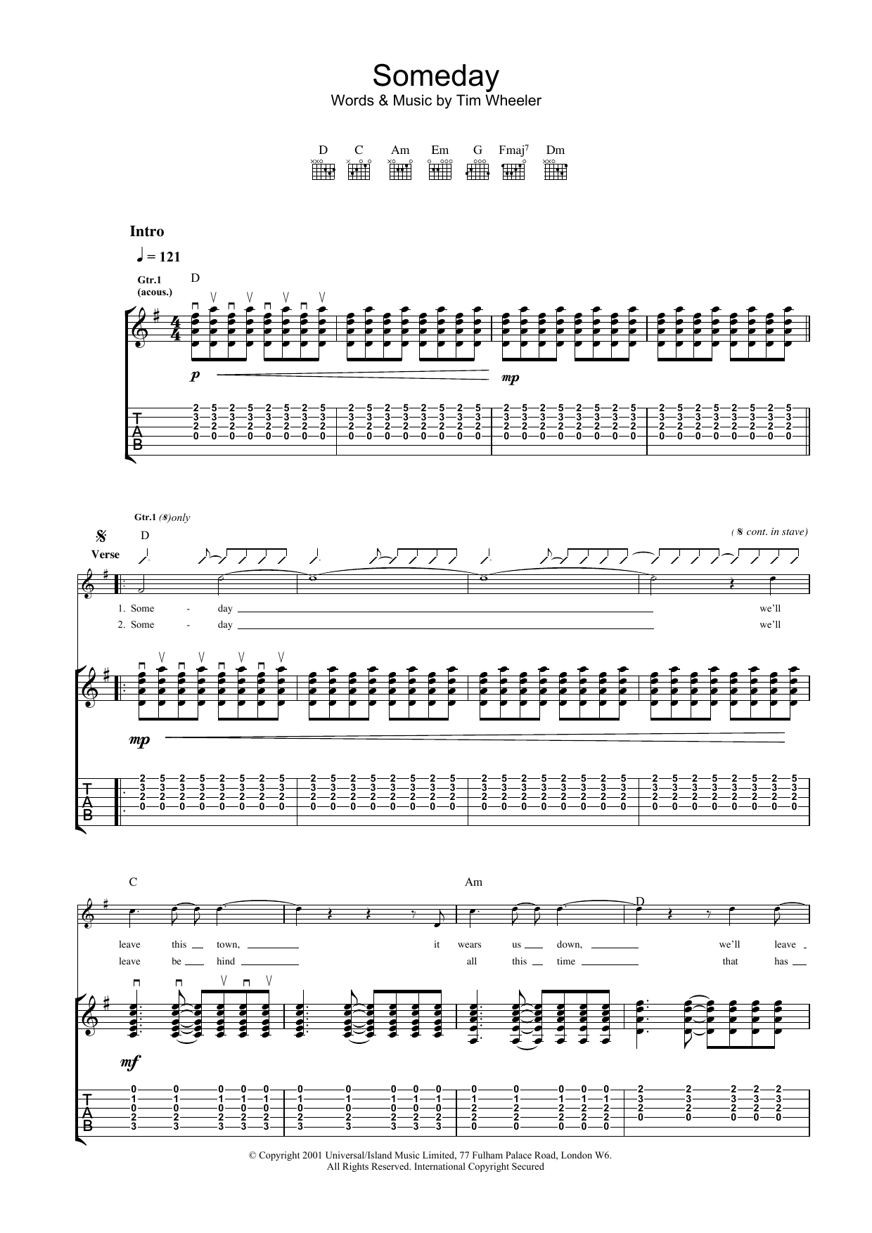 Download Ash Someday Sheet Music and learn how to play Guitar Tab PDF digital score in minutes