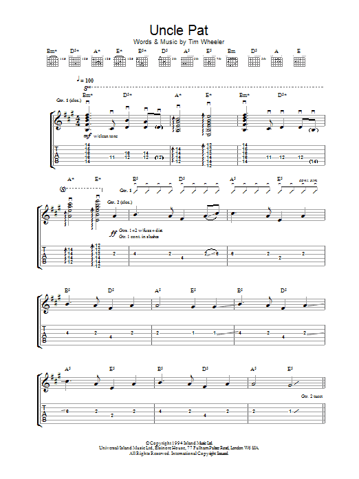 Download Ash Uncle Pat Sheet Music and learn how to play Guitar Tab PDF digital score in minutes