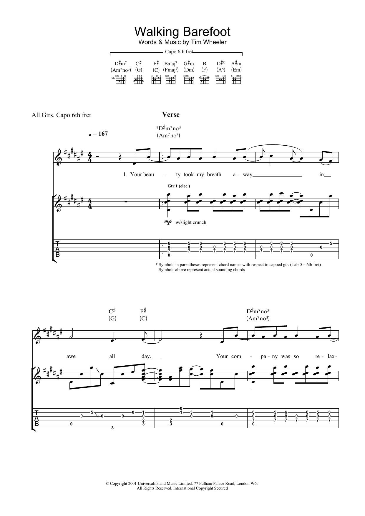 Download Ash Walking Barefoot Sheet Music and learn how to play Guitar Tab PDF digital score in minutes