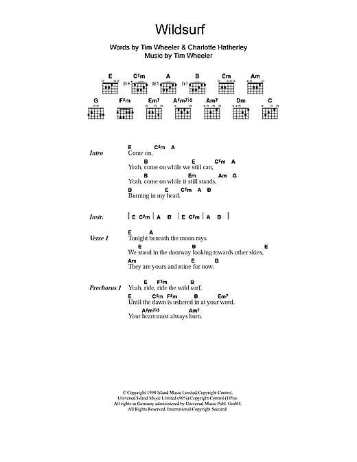 Download Ash Wildsurf Sheet Music and learn how to play Lyrics & Chords PDF digital score in minutes