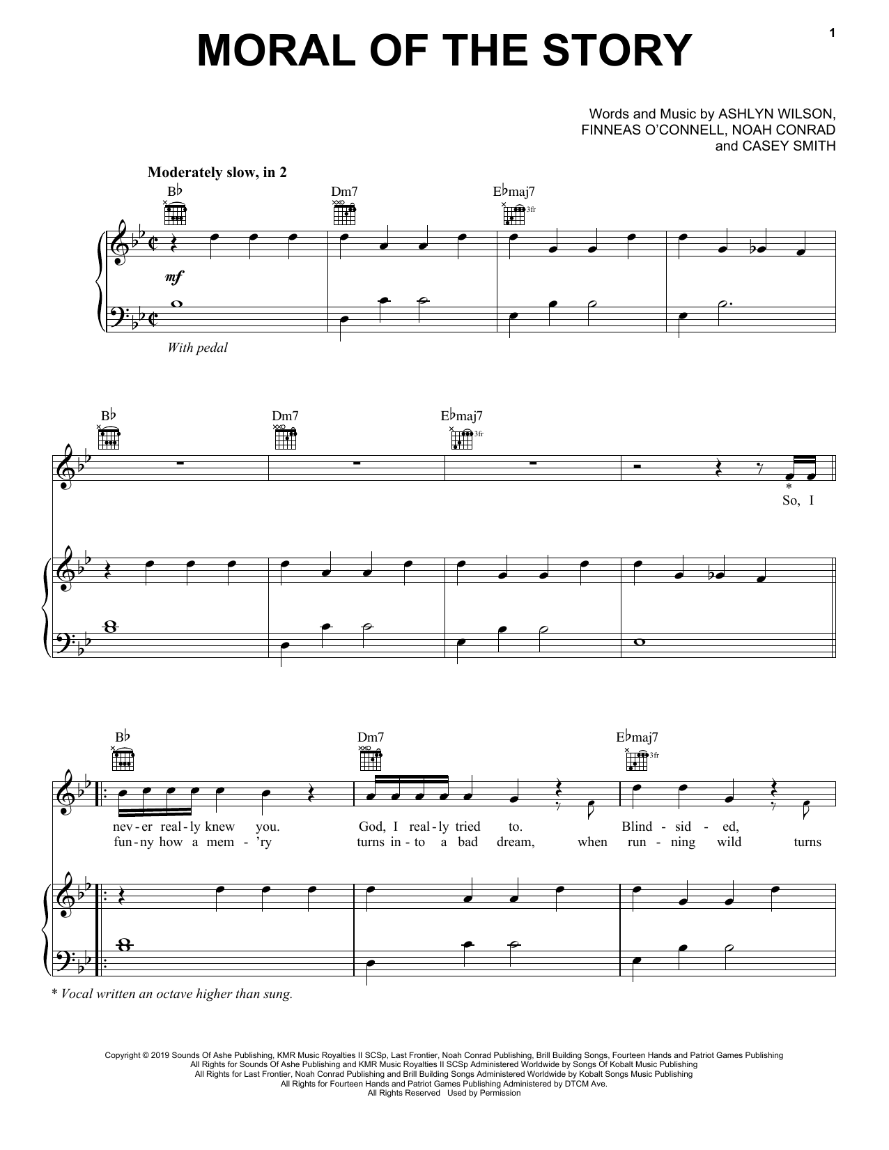 Download Ashe Moral Of The Story Sheet Music and learn how to play Piano, Vocal & Guitar Chords (Right-Hand Melody) PDF digital score in minutes