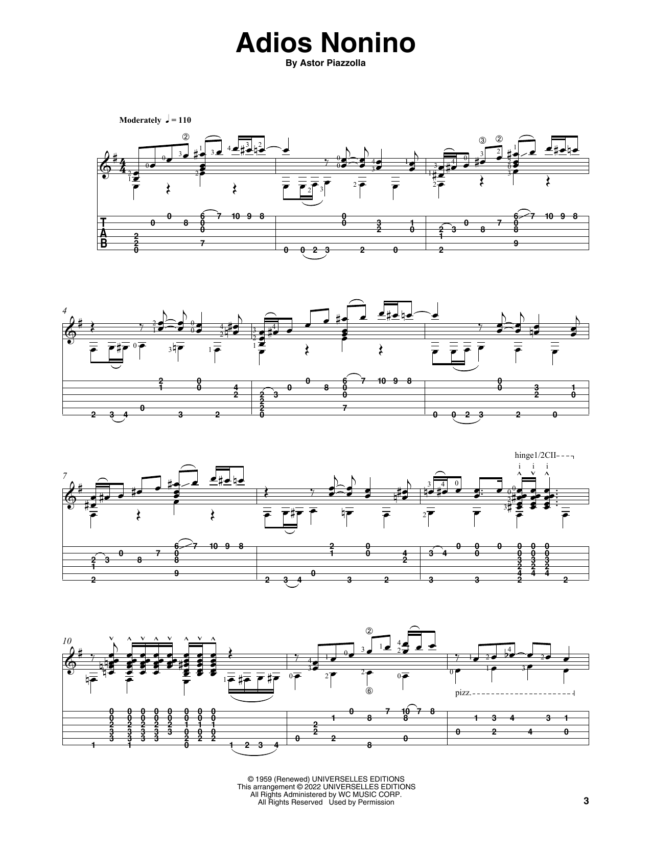 Download Astor Piazzolla Adios Nonino (arr. Celil Refik Kaya) Sheet Music and learn how to play Solo Guitar PDF digital score in minutes