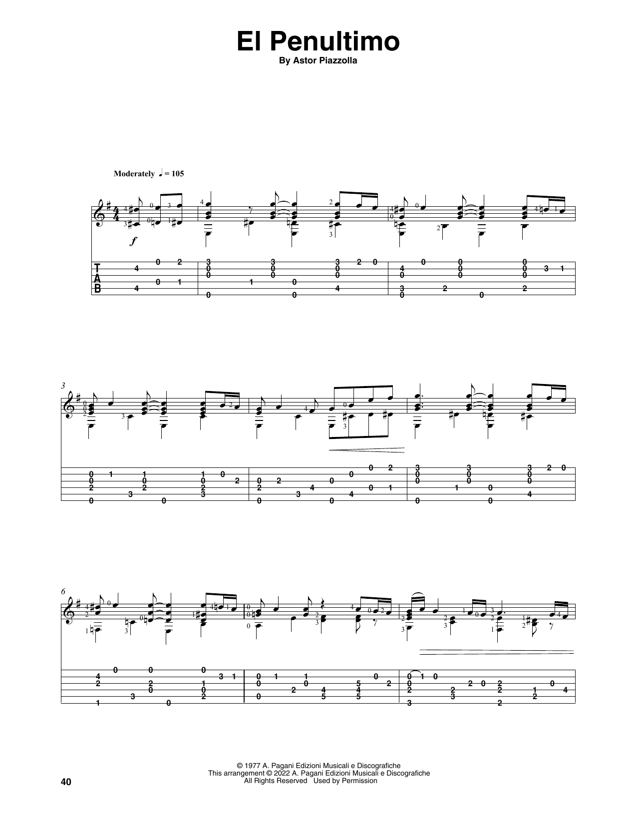 Download Astor Piazzolla El Penultimo (arr. Celil Refik Kaya) Sheet Music and learn how to play Solo Guitar PDF digital score in minutes