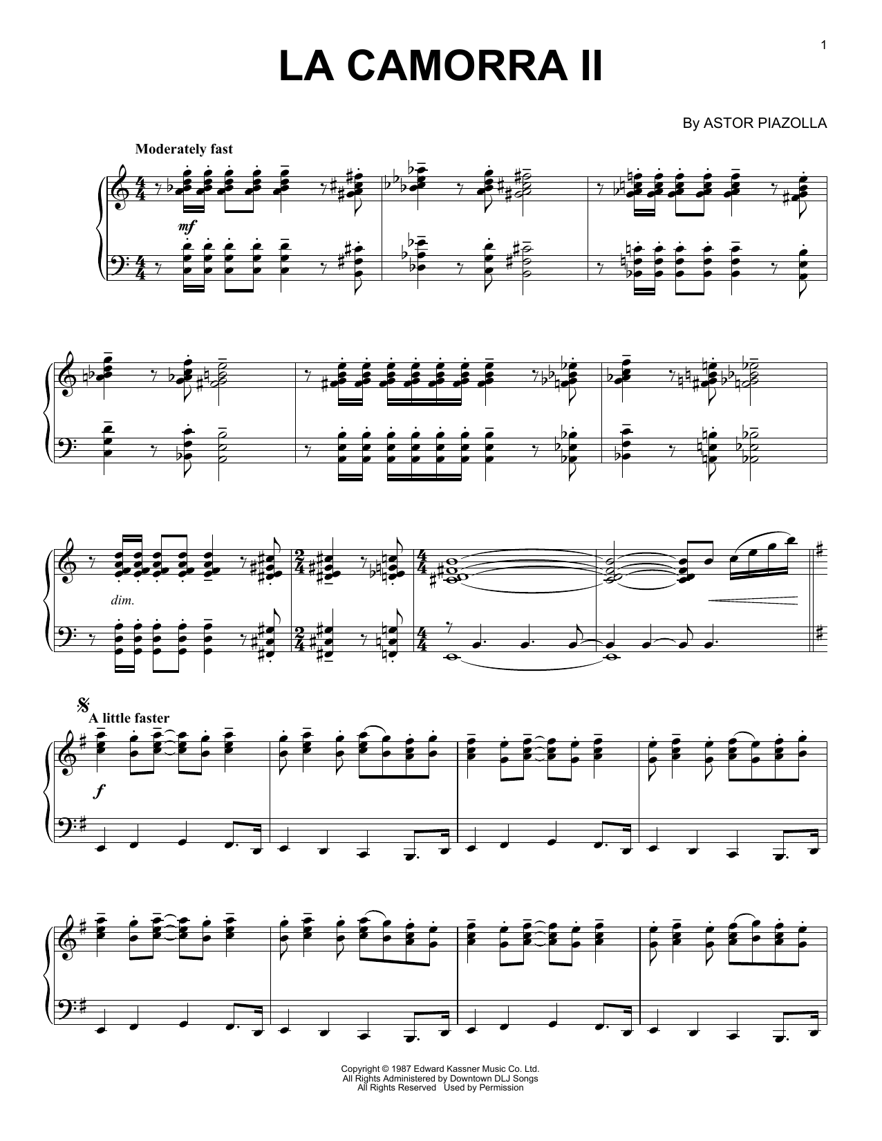Download Astor Piazzolla La Camorra II Sheet Music and learn how to play Piano Solo PDF digital score in minutes