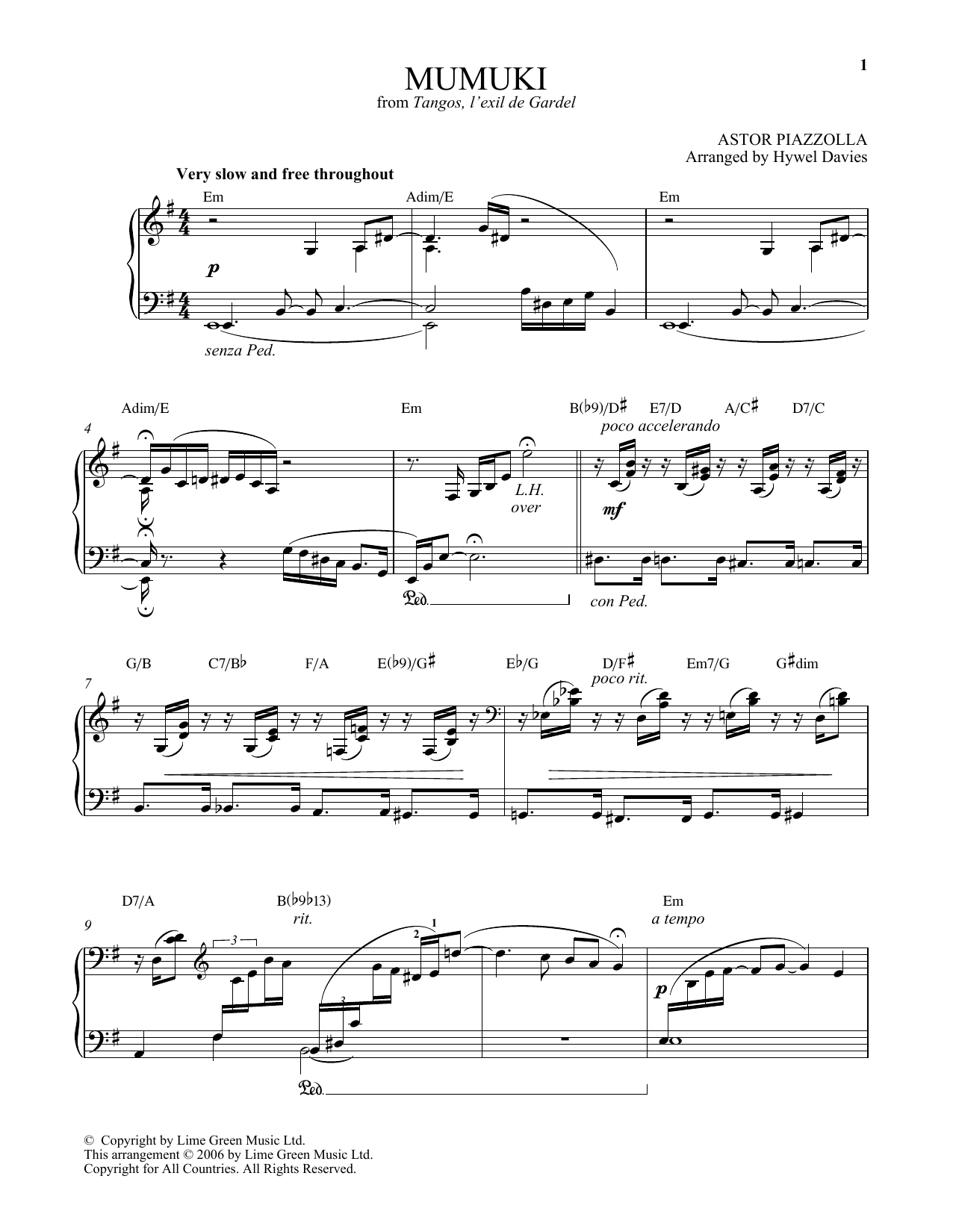 Download Astor Piazzolla Mumuki Sheet Music and learn how to play Piano Solo PDF digital score in minutes