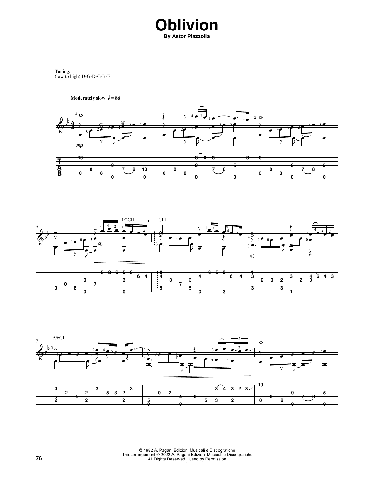 Download Astor Piazzolla Oblivion (arr. Celil Refik Kaya) Sheet Music and learn how to play Solo Guitar PDF digital score in minutes