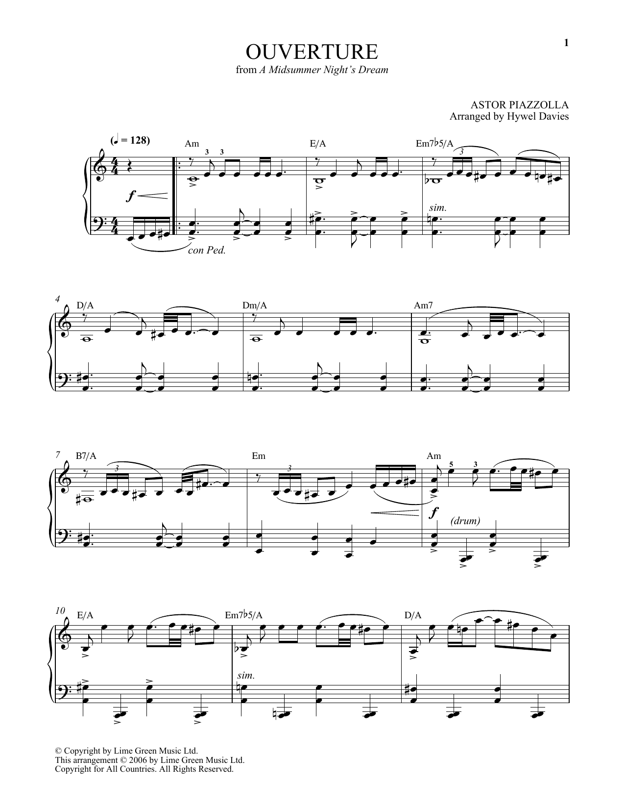 Download Astor Piazzolla Ouverture Sheet Music and learn how to play Piano Solo PDF digital score in minutes