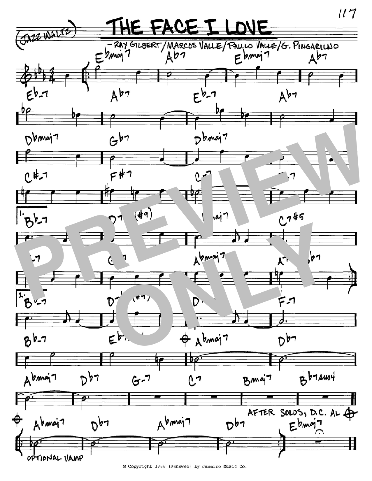 Download Astrud Gilberto The Face I Love Sheet Music and learn how to play Real Book - Melody & Chords - C Instruments PDF digital score in minutes