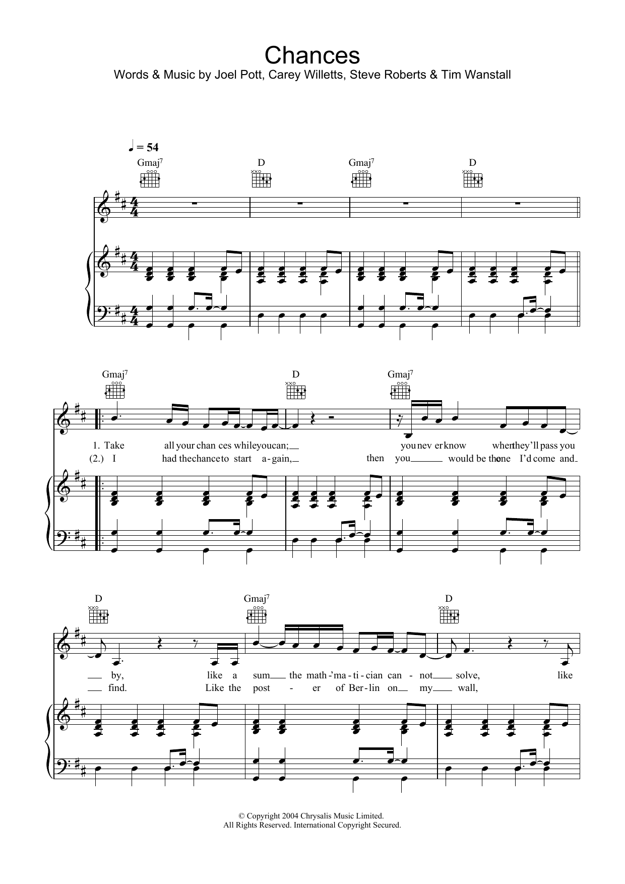 Download Athlete Chances Sheet Music and learn how to play Piano, Vocal & Guitar PDF digital score in minutes