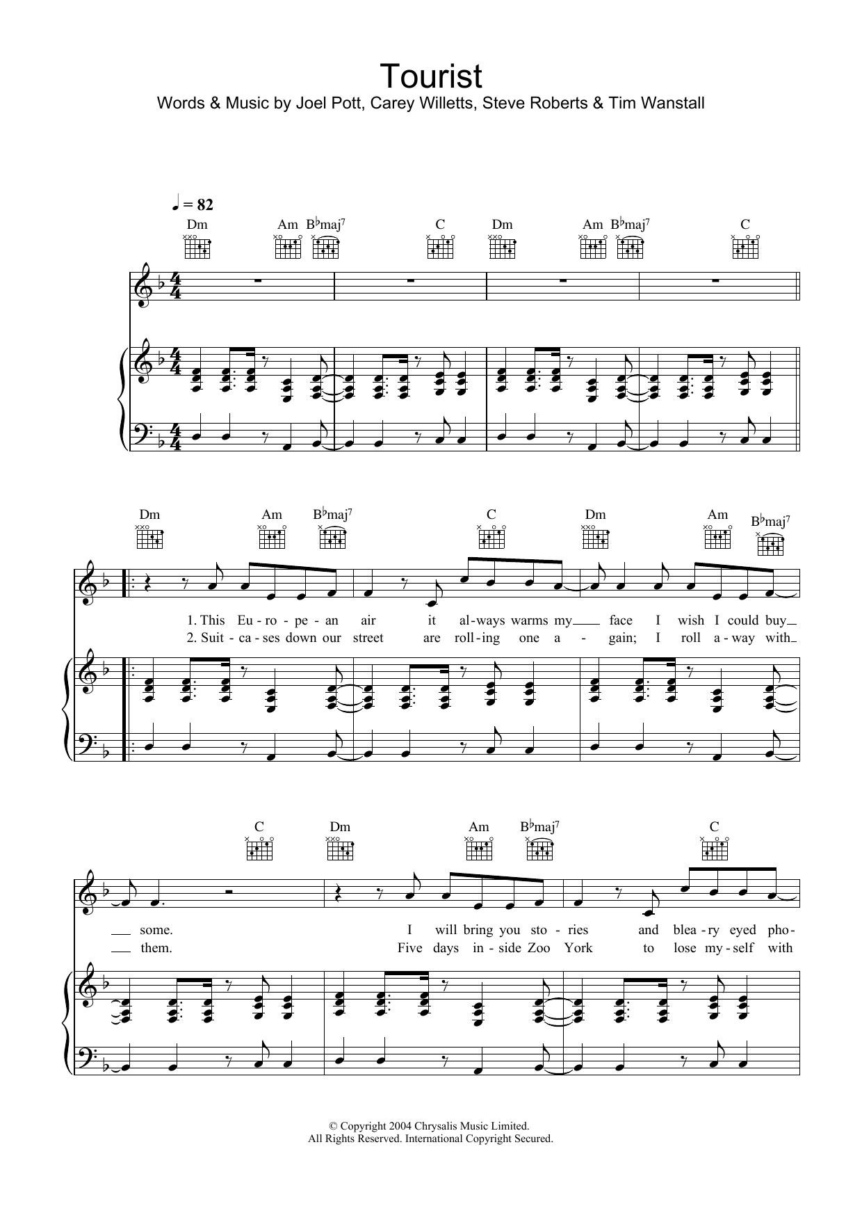 Download Athlete Tourist Sheet Music and learn how to play Piano, Vocal & Guitar PDF digital score in minutes
