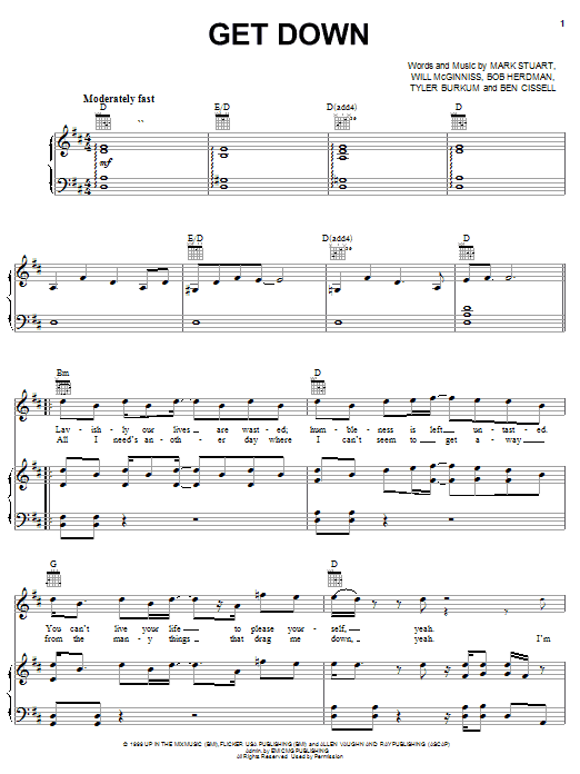 Download Audio Adrenaline Get Down Sheet Music and learn how to play Lead Sheet / Fake Book PDF digital score in minutes