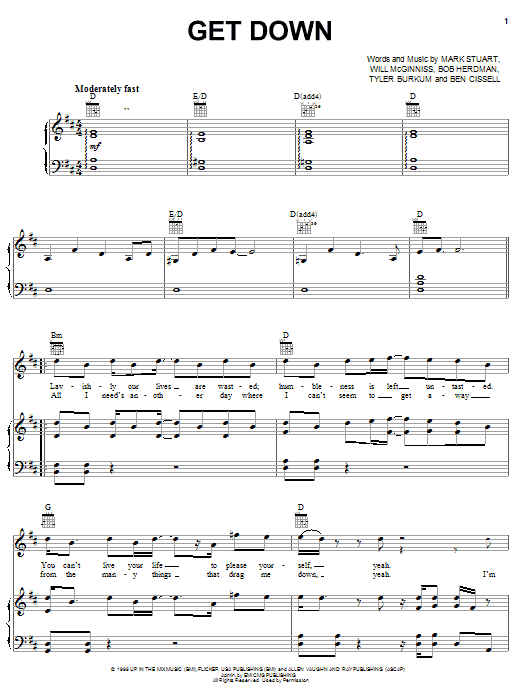 Download Audio Adrenaline Get Down Sheet Music and learn how to play Melody Line, Lyrics & Chords PDF digital score in minutes