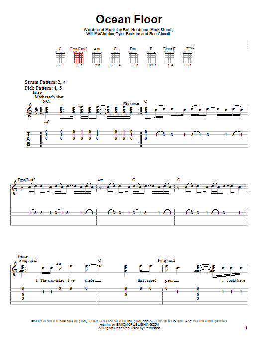 Download Audio Adrenaline Ocean Floor Sheet Music and learn how to play Melody Line, Lyrics & Chords PDF digital score in minutes