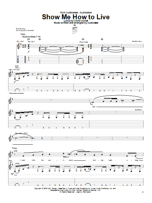 Download Audioslave Show Me How To Live Sheet Music and learn how to play Bass Guitar Tab PDF digital score in minutes